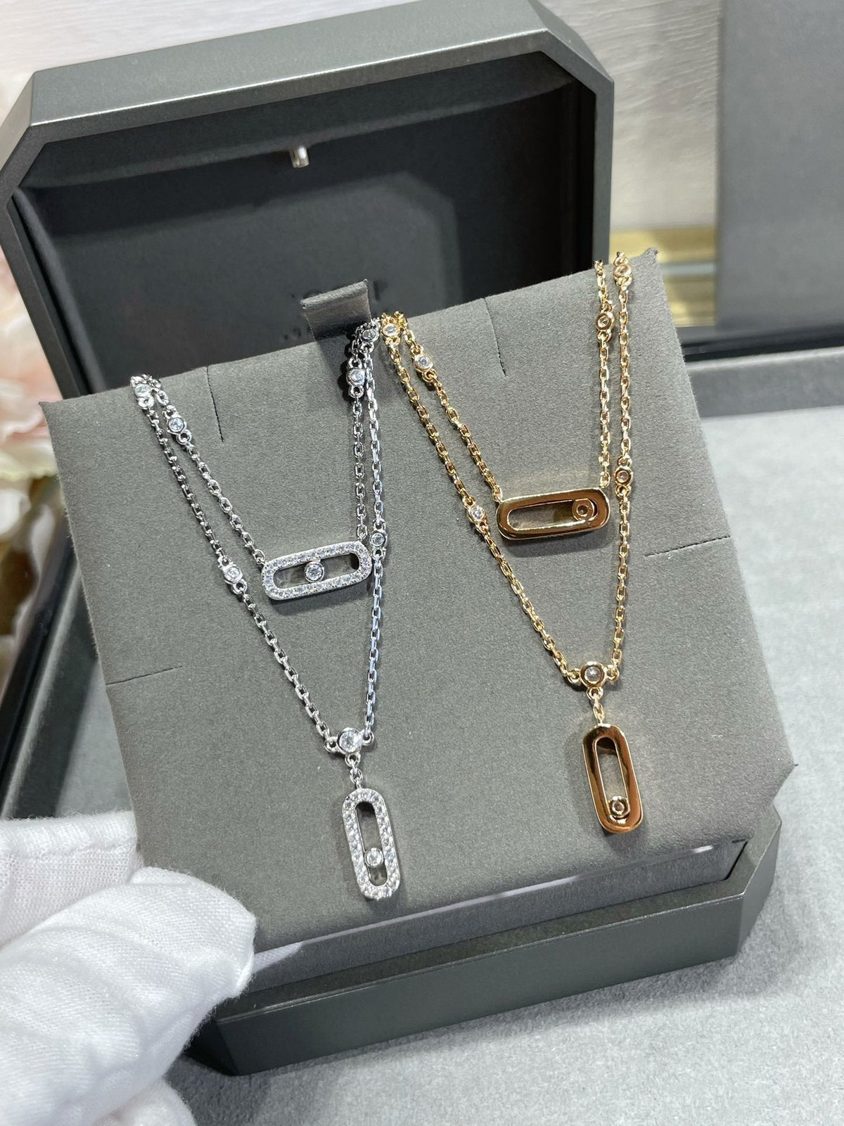 [⭐JeweliWhal]MOVE 2 ROW DIAMOND NECKLACE