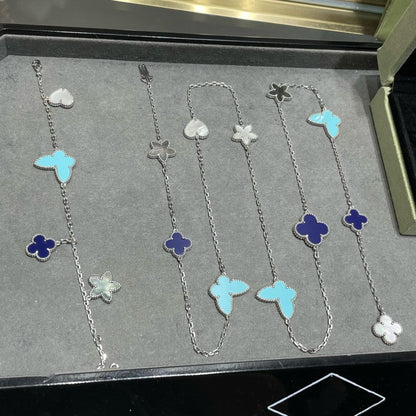 [⭐JeweliWhal]LUCKY CLOVER SILVER 11 MOTIF NECKLACE
