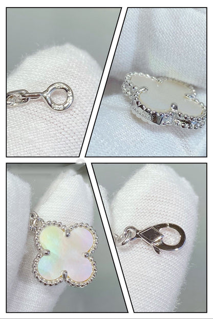 [⭐JeweliWhal]CLOVER 5 MOTIF WHITE MOP SILVER BRACELET
