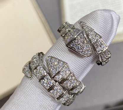 [⭐JeweliWhal]SERPENTI LARGE RING SILVER DIAMOND PAVED