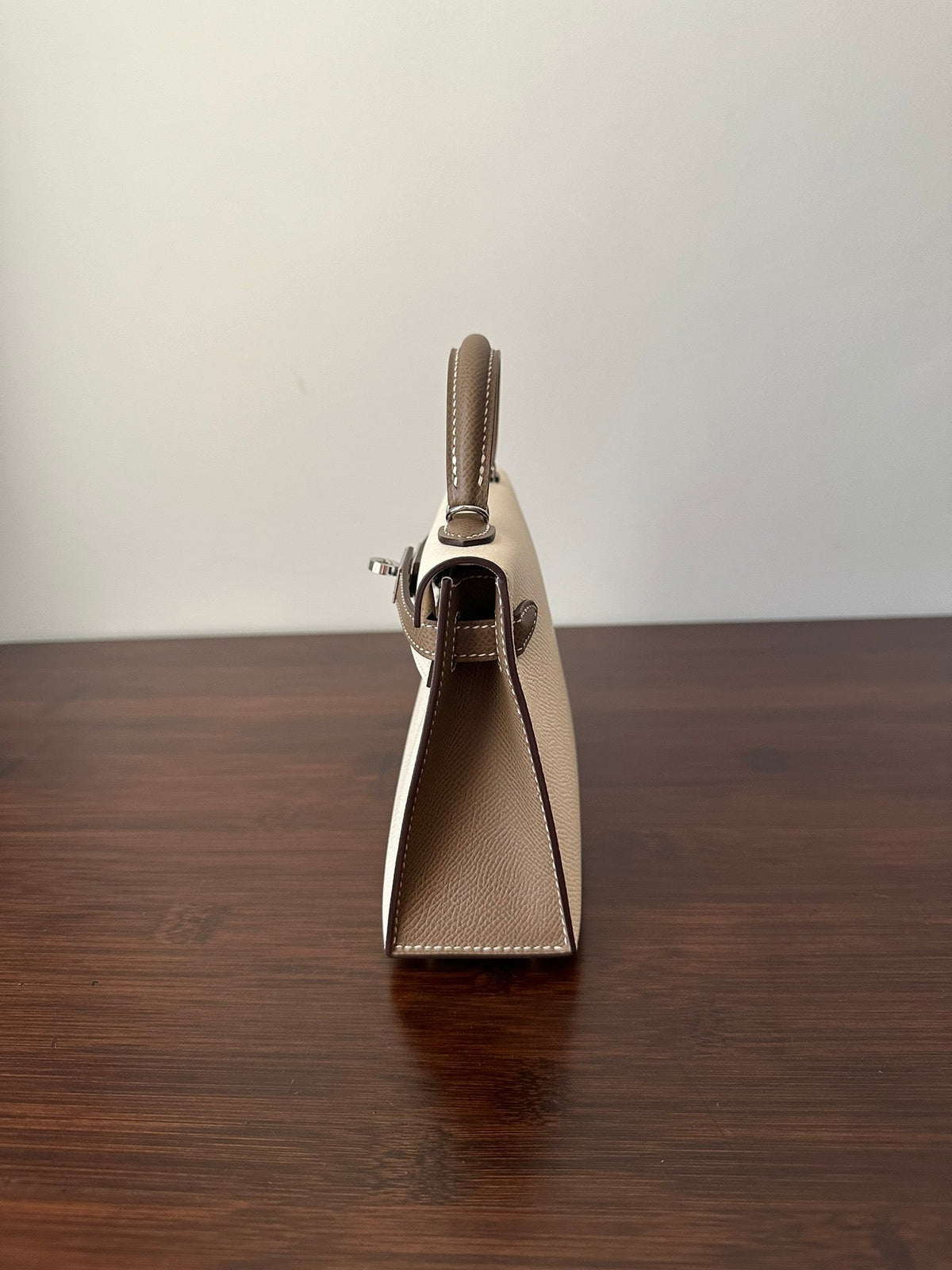 HM KELLY MINI 20 WHITE ETAIN EPSOM SILVER HARDWARE