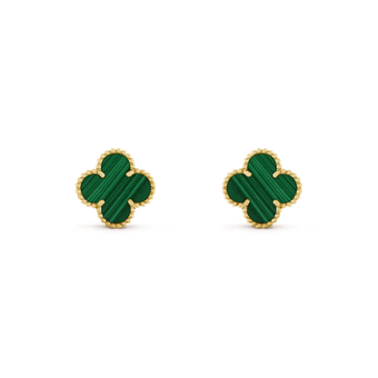 [⭐JeweliWhal]CLOVER MEDIUM 1 MOTIFS MALACHITE  EARRINGS