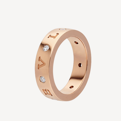 [⭐JeweliWhal]ZERO 1 ESSENTIAL PINK GOLD BAND WITH DIAMONDS RING