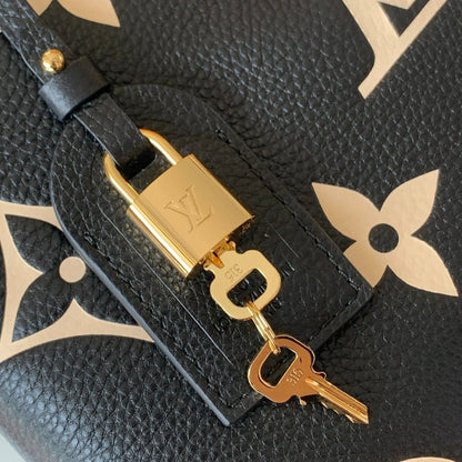 PETIT PALAIS PM MEDIUM SHOULDER BAG 29 IN BLACK MIX BEIGE EMBOSSED COWHIDE GOLD-TONE HARDWARE