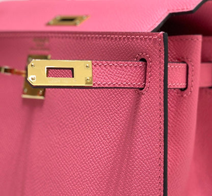 KELLY MINI 20 BAG IN WATERMELON PINK CALFSKIN WITH GOLD HARDWARE (MADE-TO-ODER)