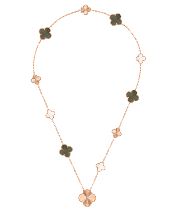[⭐JeweliWhal]DETACHABLE CLOVER 15(11+4) FLOWER SILVER NECKLACE SET