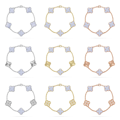 [⭐JeweliWhal] CLOVER 5 MOTIF PURPLE CHALCEDONY BRACELET COLLECTION