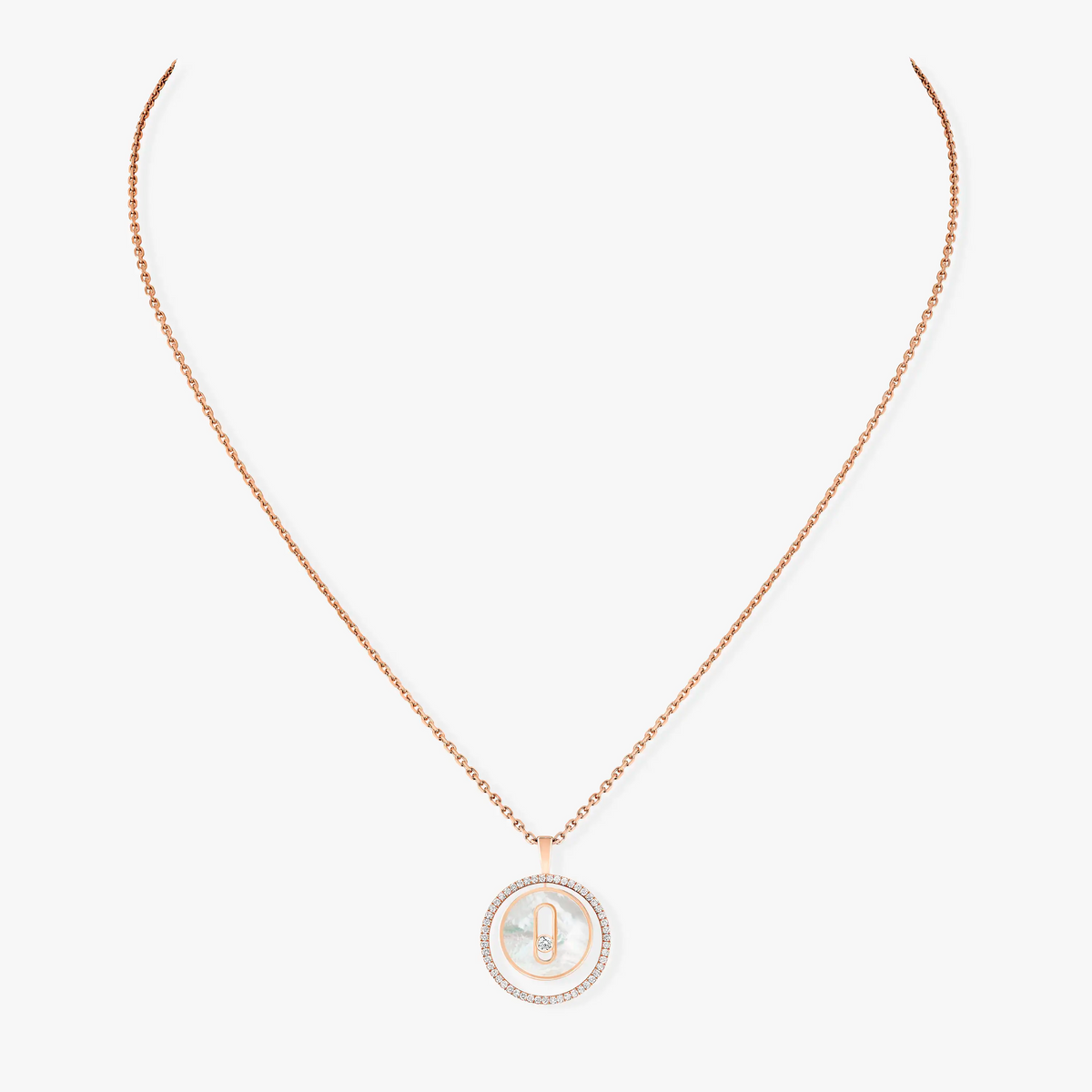 [⭐JeweliWhal]Demo MOVE 1 DIAMOND WHITE MOTHER OF PEARL PINK GOLD DIAMOND NECKLACE