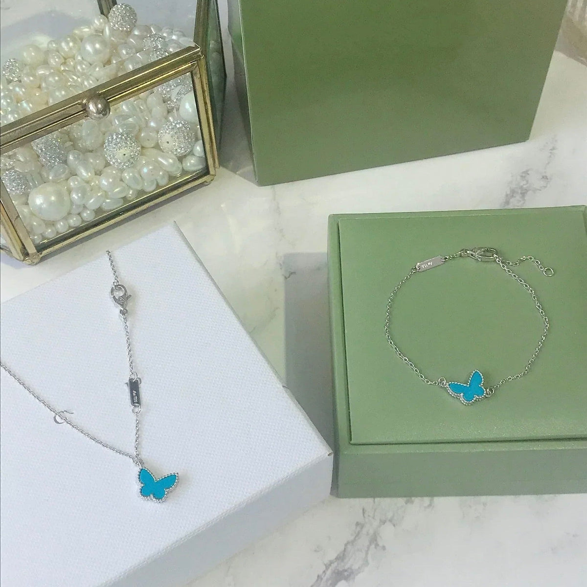 [⭐JeweliWhal]BUTTERFLY TURQUOISE BUTTERFLY BRACELET SILVER