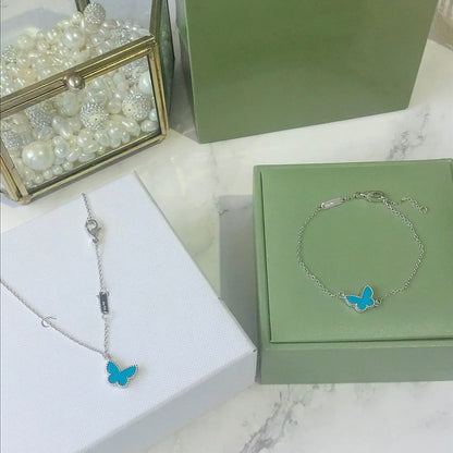 [⭐JeweliWhal]BUTTERFLY TURQUOISE BUTTERFLY BRACELET SILVER
