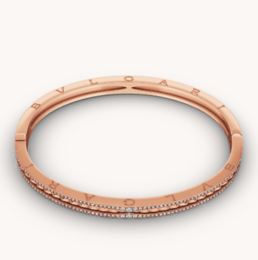 [⭐JeweliWhal]ZERO 1 SPIRAL AND PAVED DIAMOND PINK GOLD BRACELET