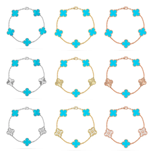 [⭐JeweliWhal] CLOVER 5 MOTIF TURQUOISE BRACELET COLLECTION