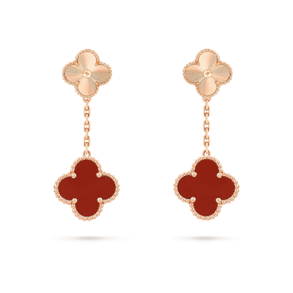 [⭐JeweliWhal]CLOVER 2 MOTIF  LASER CARNELIAN EARRINGS