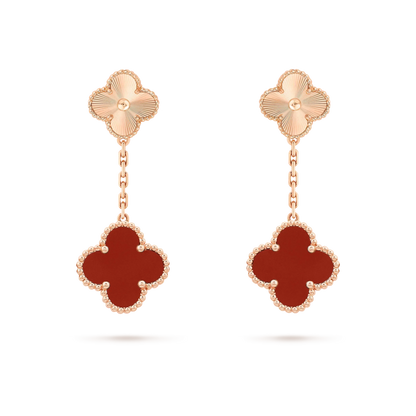 [⭐JeweliWhal]CLOVER 2 MOTIF  LASER CARNELIAN EARRINGS