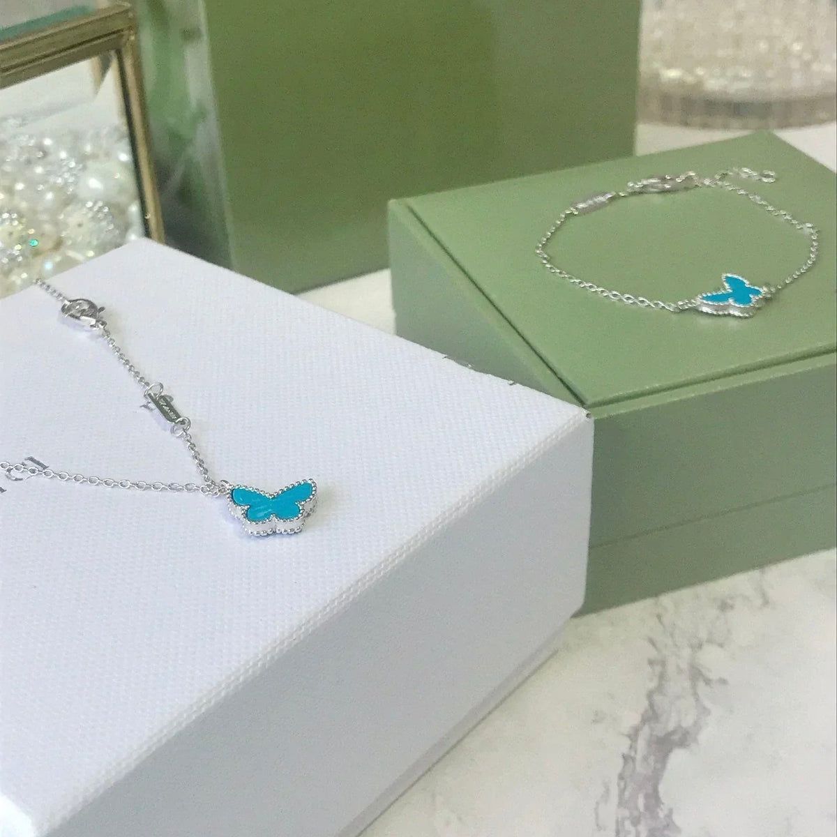 [⭐JeweliWhal]BUTTERFLY TURQUOISE BUTTERFLY BRACELET SILVER