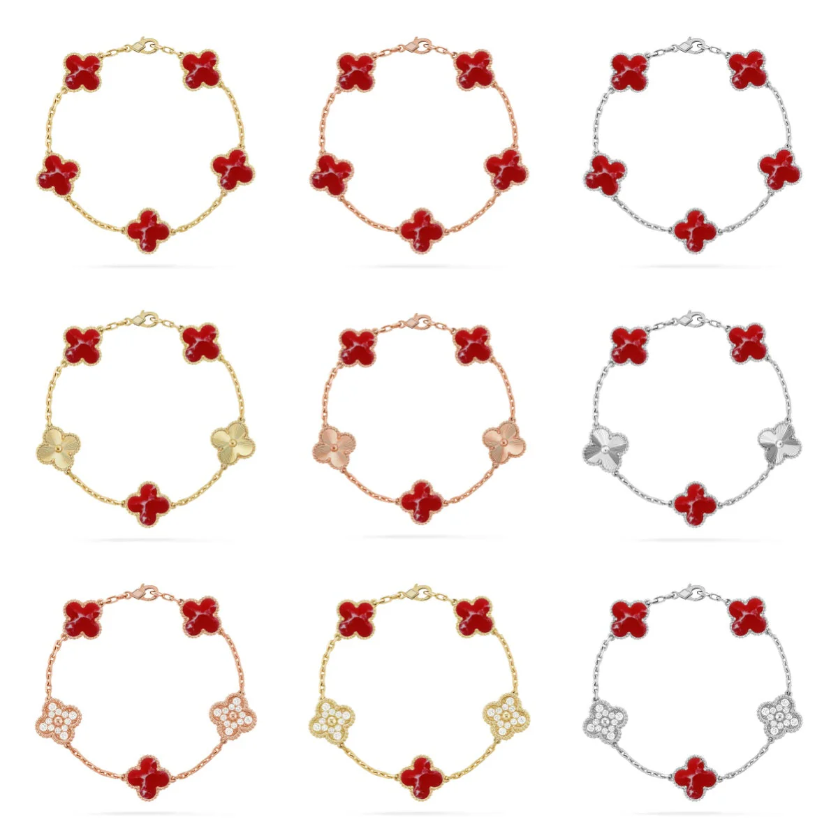 [⭐JeweliWhal]CLOVER 5 MOTIF RED PATTERN BRACELET COLLECTION