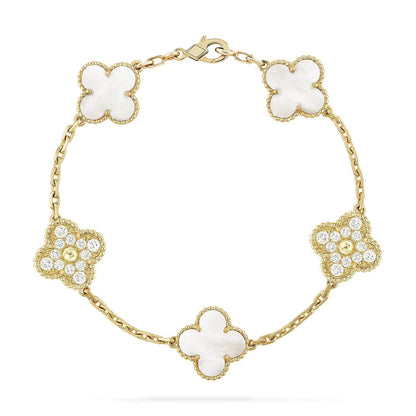 [⭐JeweliWhal]CLOVER WHITE PEARL MOP 5 MOTIF BRACELET COLLECTION