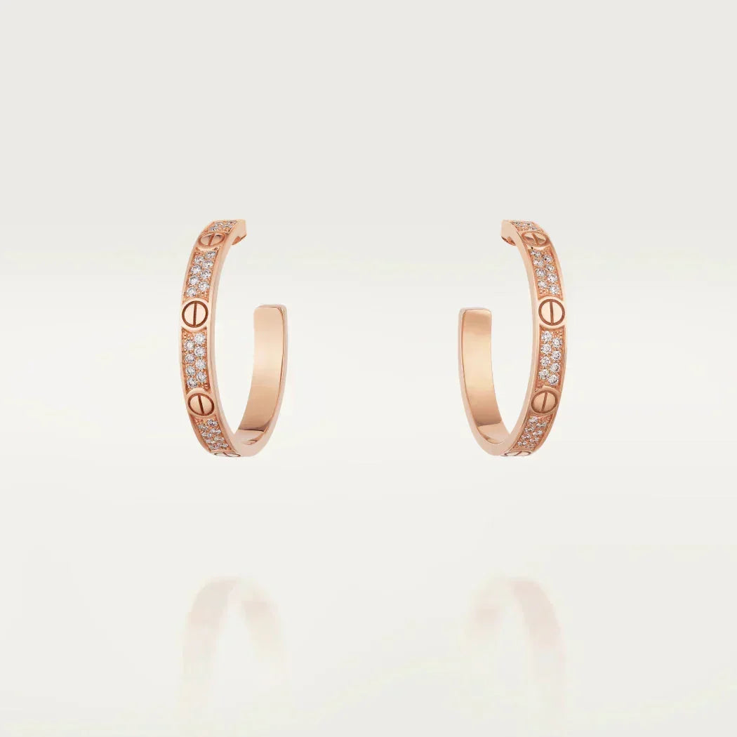 [⭐JeweliWhal]LOVE DIAMOND PINK GOLD HOOP EARRINGS