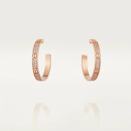 [⭐JeweliWhal]LOVE DIAMOND PINK GOLD HOOP EARRINGS