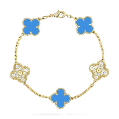 [⭐JeweliWhal] CLOVER 5 MOTIF BLUE AGATE BRACELET COLLECTION