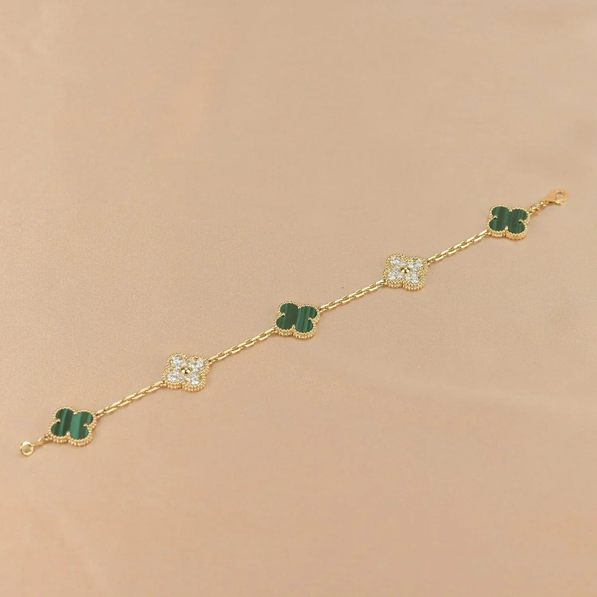 [⭐JeweliWhal] CLOVER 5 MOTIF MALACHITE BRACELET COLLECTION