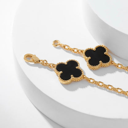 [⭐JeweliWhal]CLOVER 10 MOTIFS ONYX NECKLACE