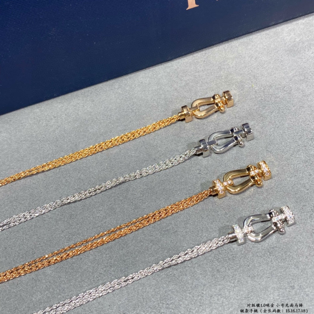 [⭐JeweliWhal]FORCE SMALL HORSESHOE  DIAMOND CHAIN ROPE BRACELET