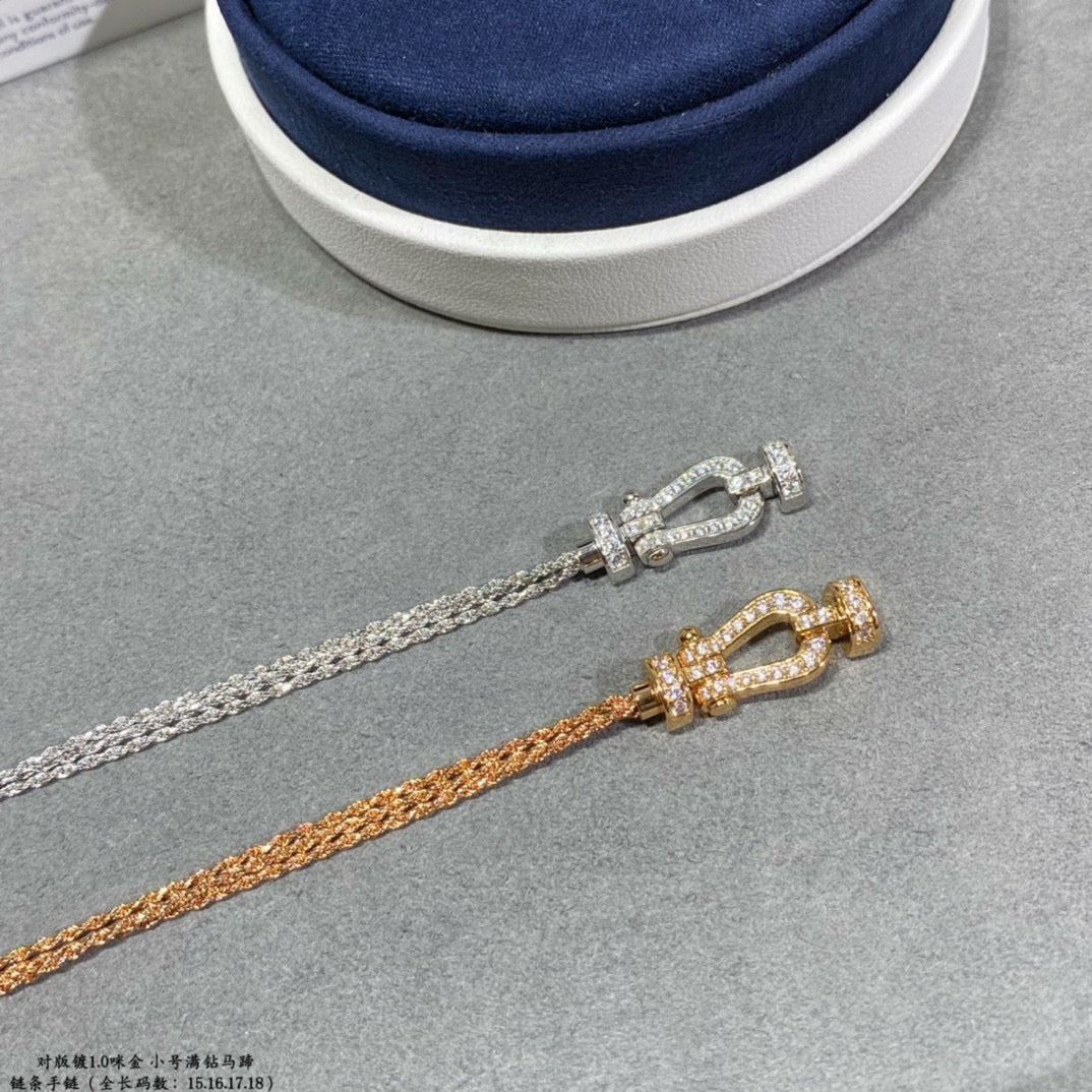[⭐JeweliWhal]FORCE SMALL HORSESHOE  DIAMOND CHAIN ROPE BRACELET