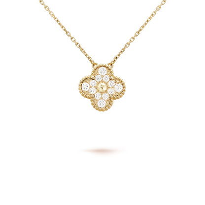 [⭐JeweliWhal]CLOVER 15MM DIAMOND SINGLE FLOWER NECKLACE