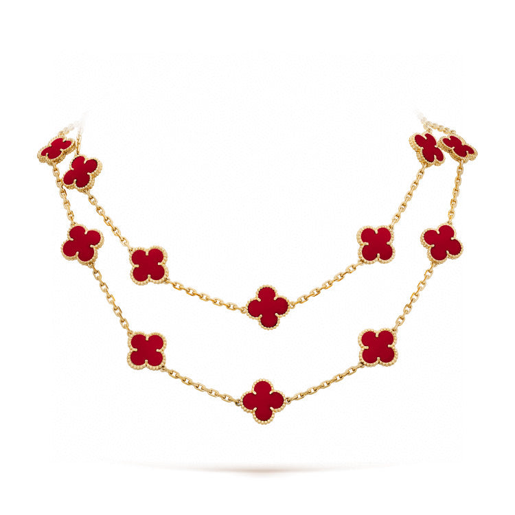 [⭐JeweliWhal]CLOVER 20 MOTIFS CARNELIAN NECKLACE