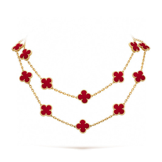 [⭐JeweliWhal]CLOVER 20 MOTIFS CARNELIAN NECKLACE