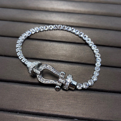[⭐JeweliWhal]FORCE  LARGE HORSESHOE FULL DIAMOND TENNIS BRACELET