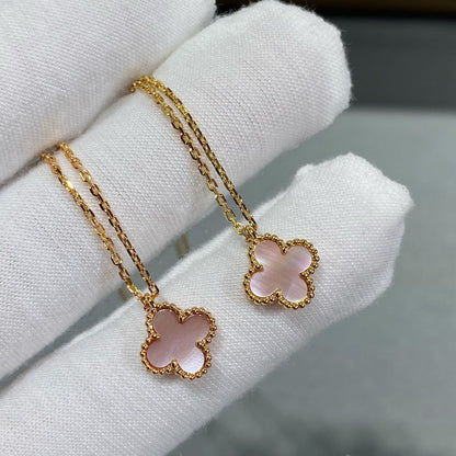 [⭐JeweliWhal]CLOVER 15MM PINK MOTHER-OF-PEARL SINGLE FLOWER NECKLACE