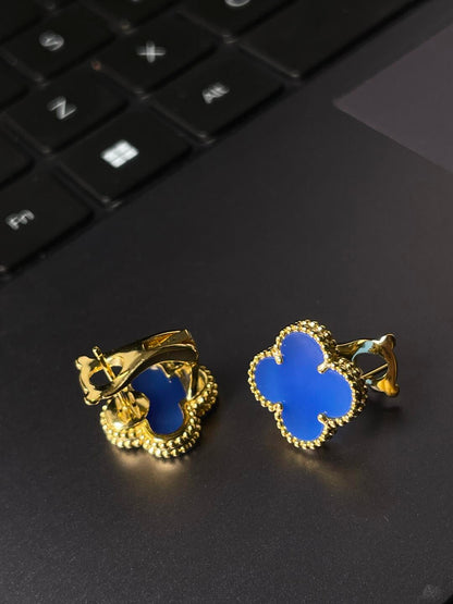 [⭐JeweliWhal] CLOVER LARGE (20mm) 1 MOTIFS BLUE MOP STUD EARRINGS