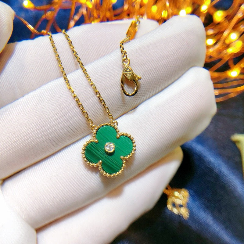 [⭐JeweliWhal]CLOVER 15MM DIAMOND TURQUOISE NECKLACE