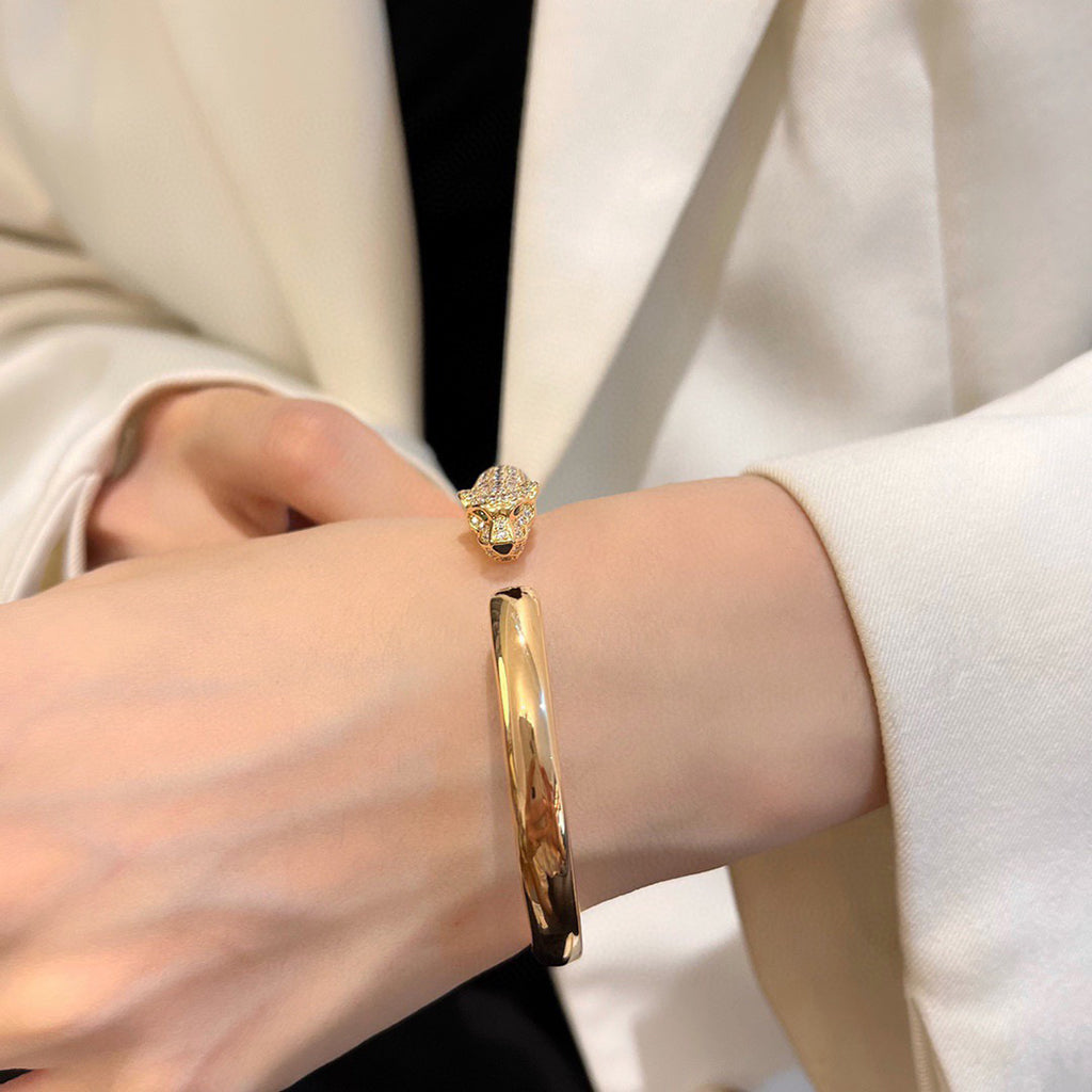 [⭐JeweliWhal]PANTHERE HALF DIAMOND OPEN BRACELET