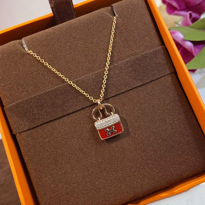 [⭐JeweliWhal]CONSTANCE RED PEDANT PINK GOLD NECKLACE