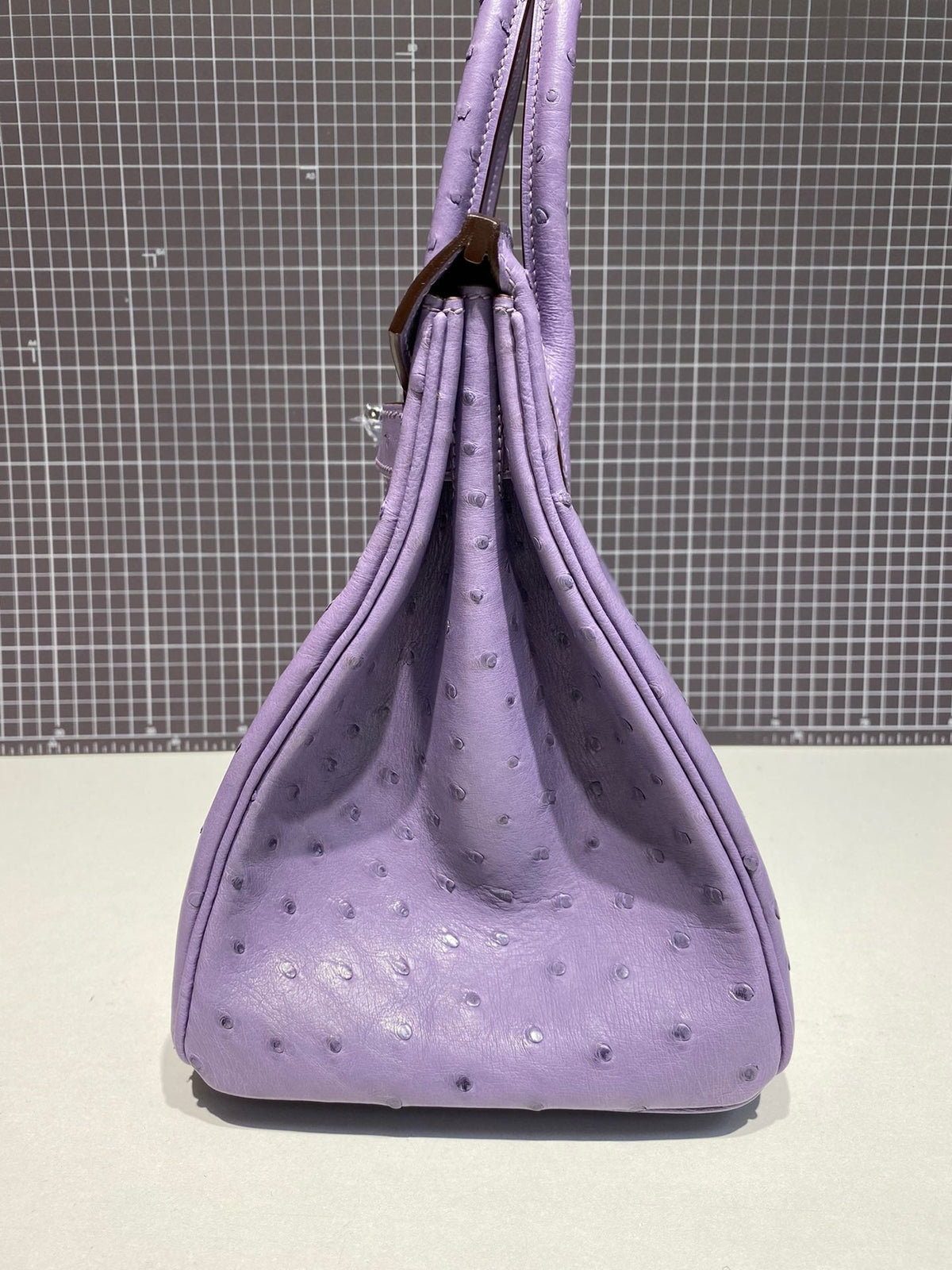 HM BIRKIN 30CM PURPLE OSTRICH LEATHER SILVER HARDWARE (MADE-TO-ODER)