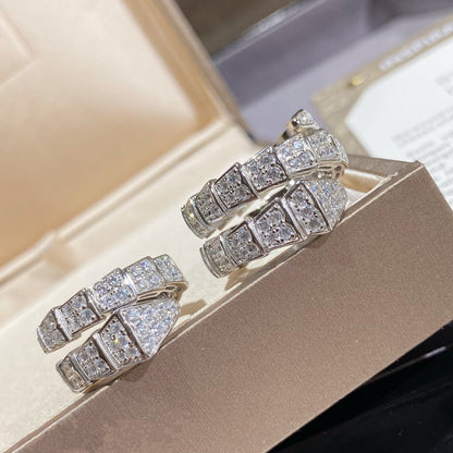 [⭐JeweliWhal]SERPENTI DOUBLE RING SILVER DIAMOND PAVED