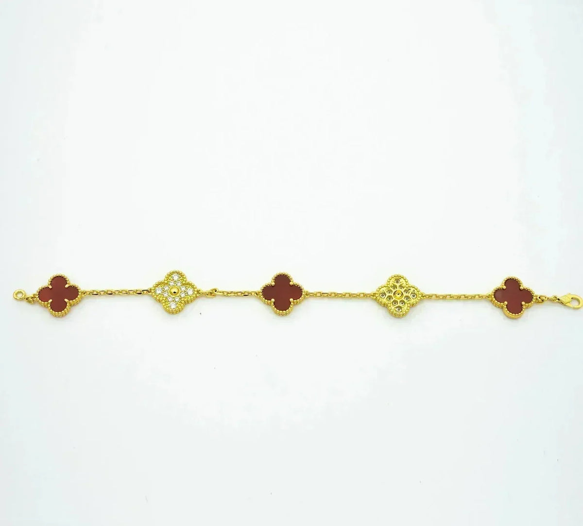 [⭐JeweliWhal] CLOVER 5 MOTIF RED CORNELIAN BRACELET COLLECTION