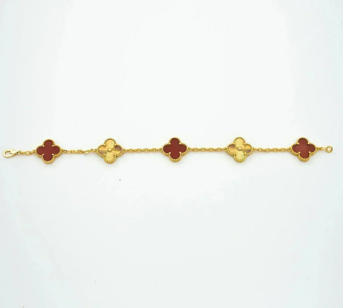 [⭐JeweliWhal] CLOVER 5 MOTIF RED CORNELIAN BRACELET COLLECTION