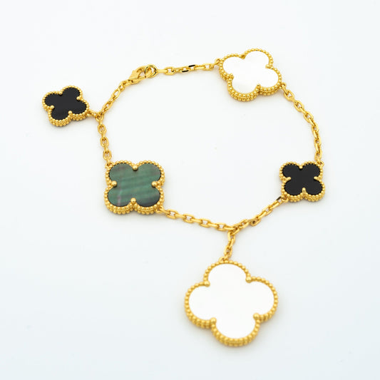 [⭐JeweliWhal]CLOVER BRACELET 5 MOTIFS ONYX MOP