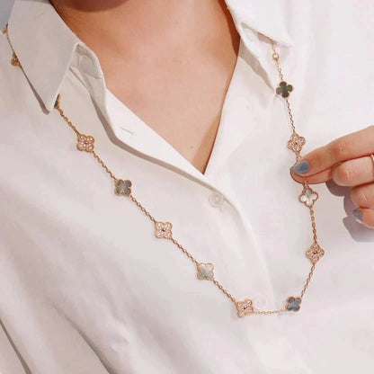 [⭐JeweliWhal]CLOVER 20 MOTIFS DARK MOP DIAMOND  NECKLACE