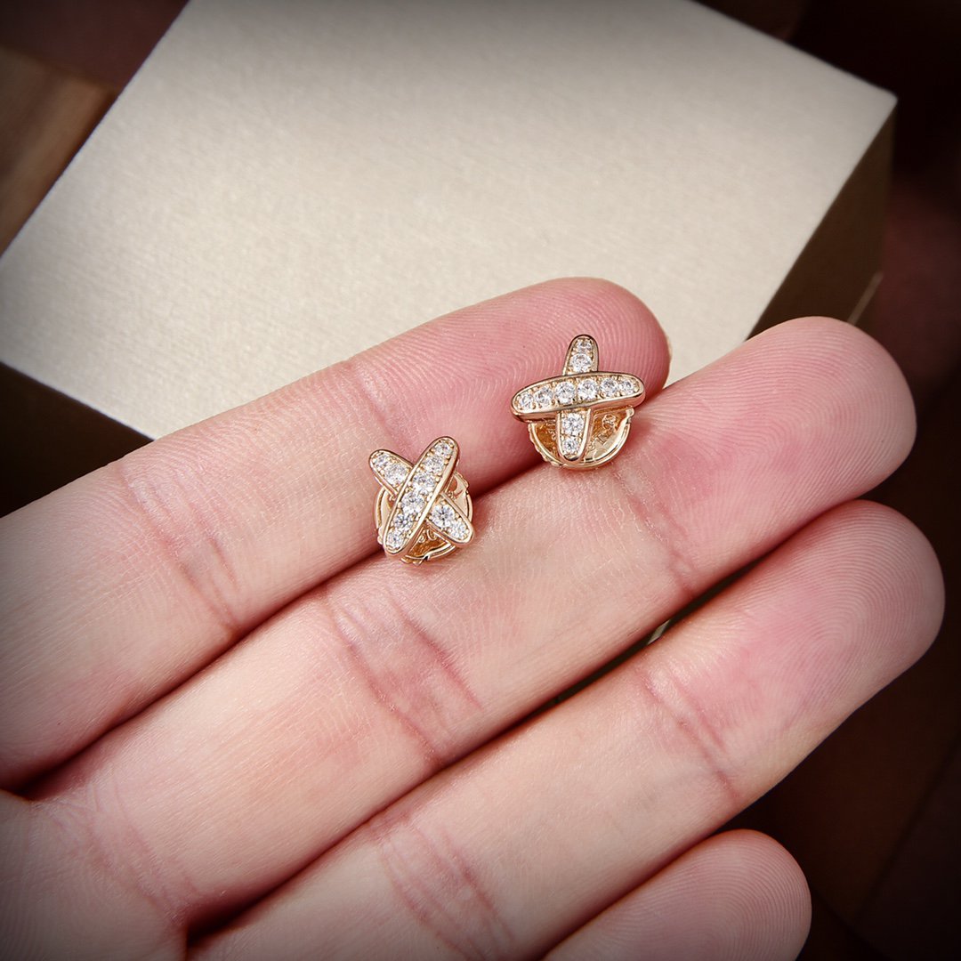 [⭐JeweliWhal]JEUX DE GOLD DIAMOND EARRINGS