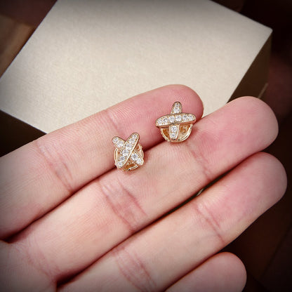 [⭐JeweliWhal]JEUX DE GOLD DIAMOND EARRINGS