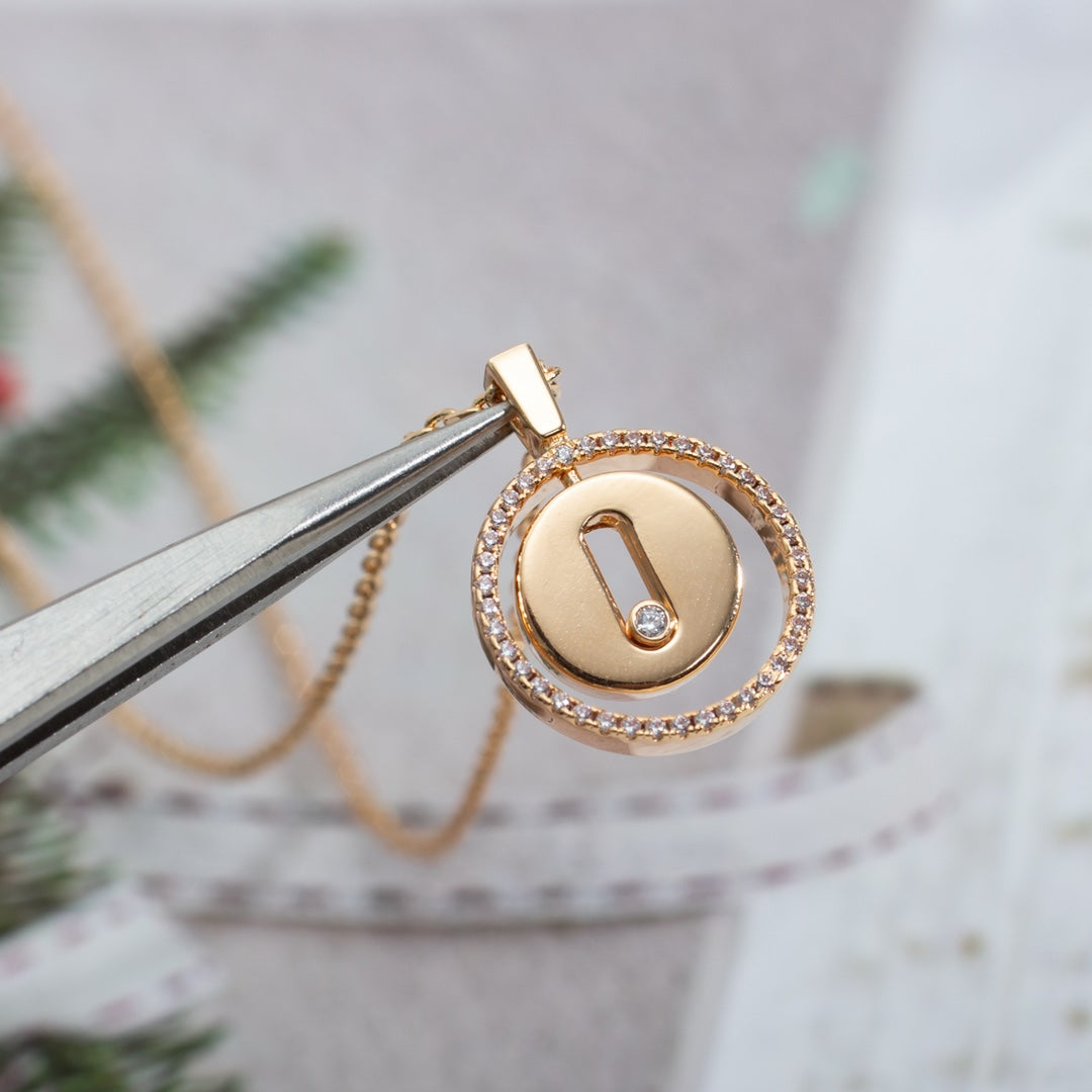 [⭐JeweliWhal]Demo MOVE PM NECKLACE PINK GOLD DIAMOND