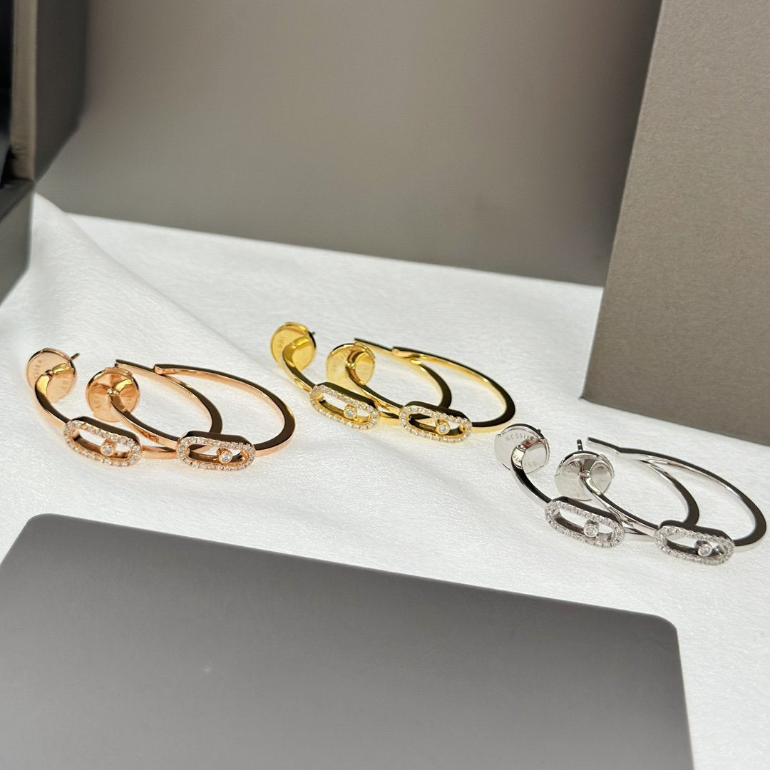 [⭐JeweliWhal]CREOLES MOVE UNO PM DIAMOND EARRINGS