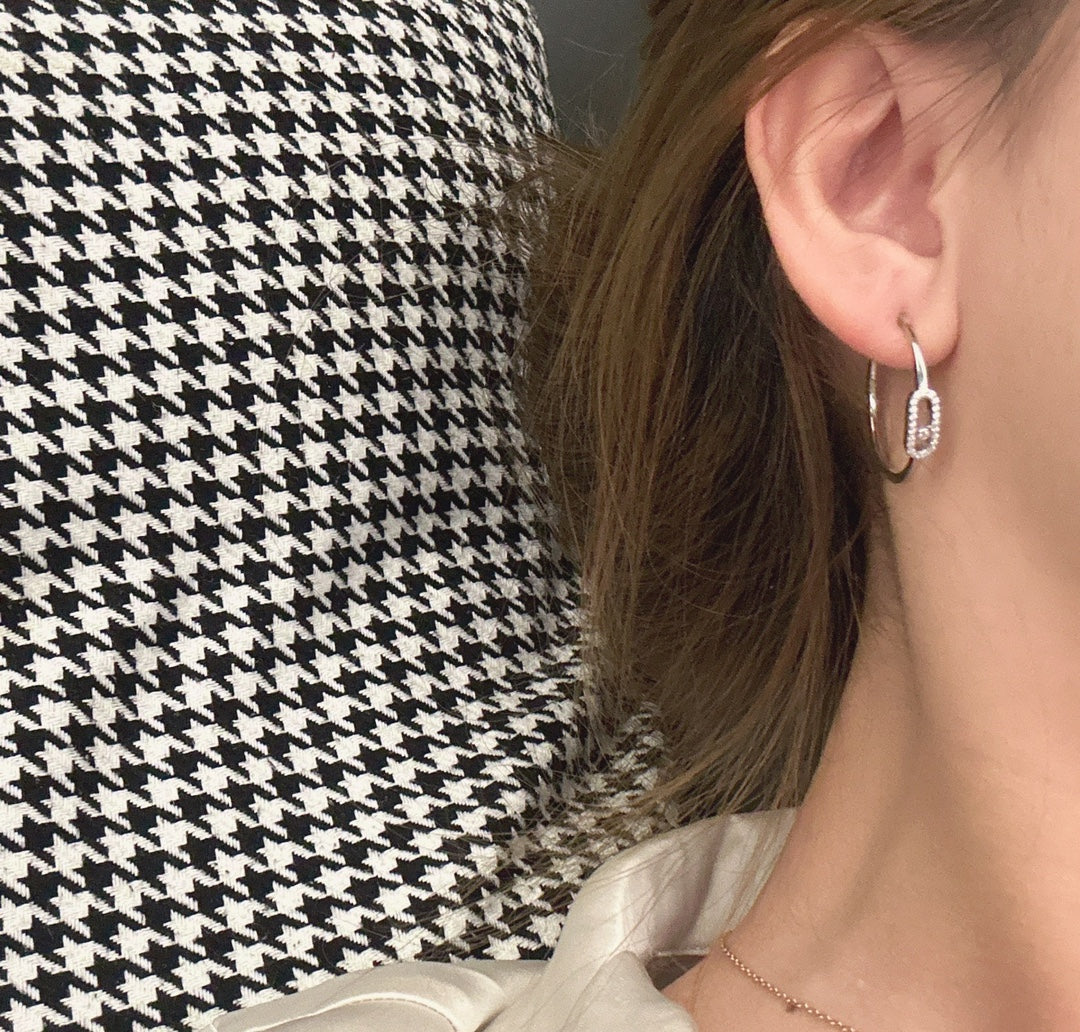 [⭐JeweliWhal]CREOLES MOVE UNO PM DIAMOND EARRINGS