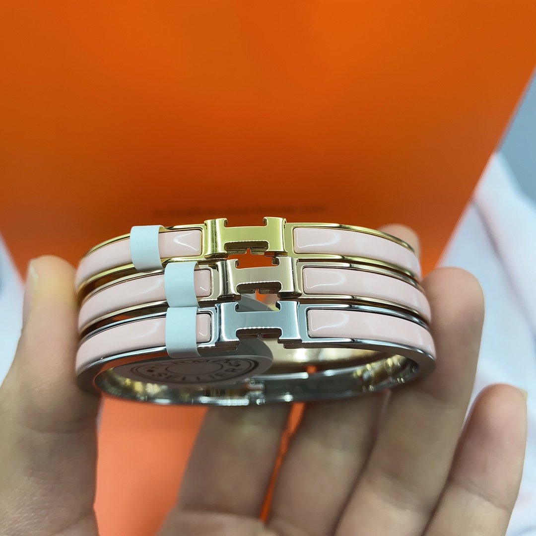 [⭐JeweliWhal]CLASSIC HM CLIC  PINK 8MM ENAMEL BRACELET