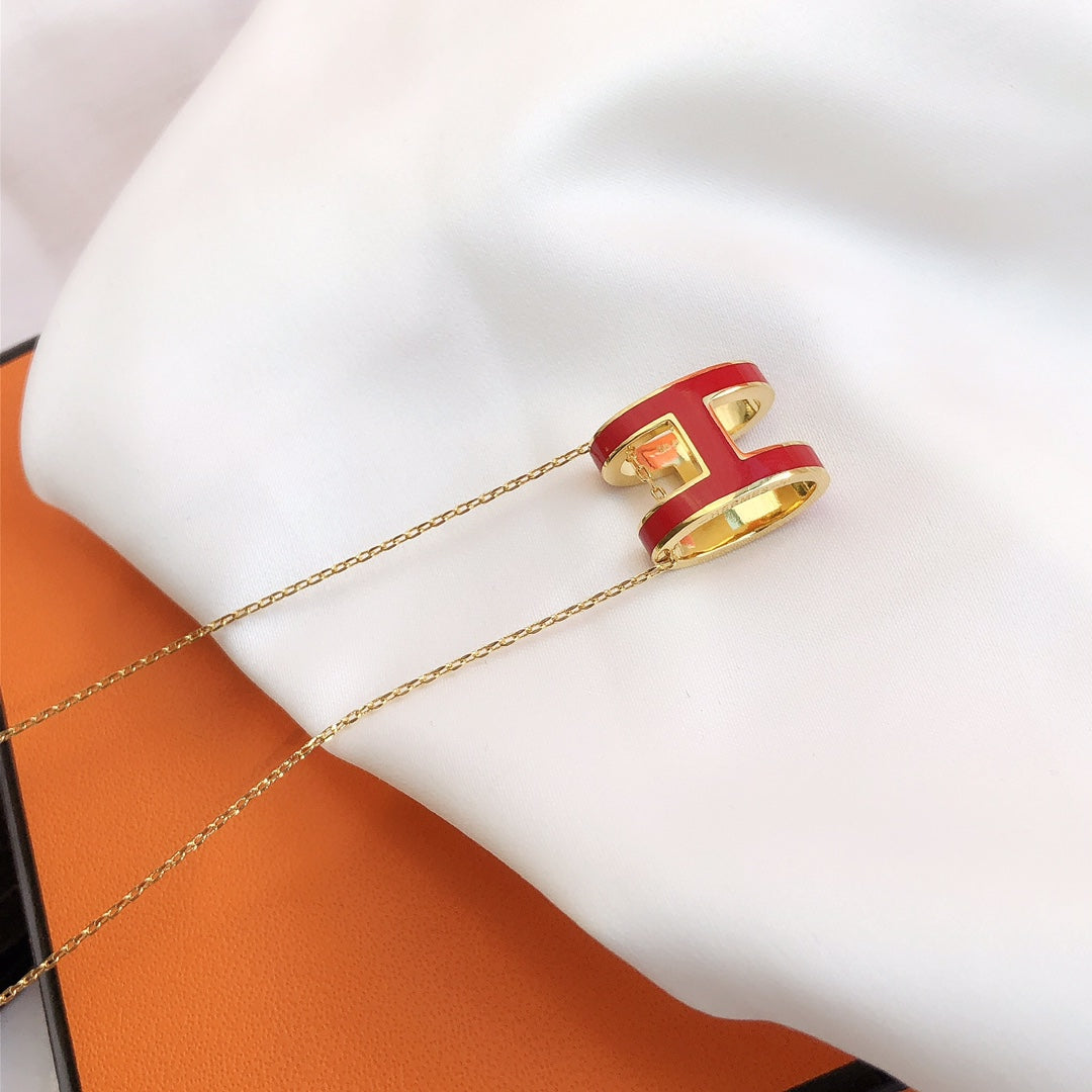 [⭐JeweliWhal]HM CLIC RED ENAMEL GOLD NECKLACE